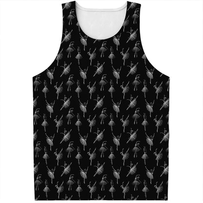 Black And White Ballet Pattern Print Men's Tank Top