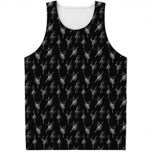 Black And White Ballet Pattern Print Men's Tank Top