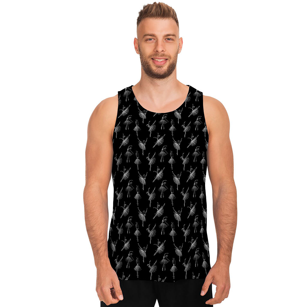 Black And White Ballet Pattern Print Men's Tank Top