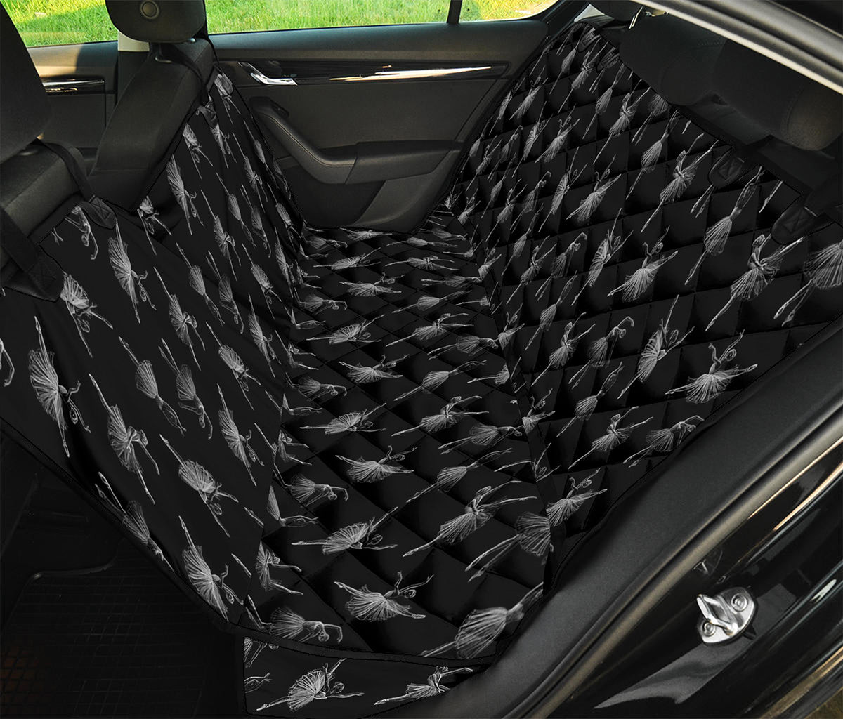 Black And White Ballet Pattern Print Pet Car Back Seat Cover