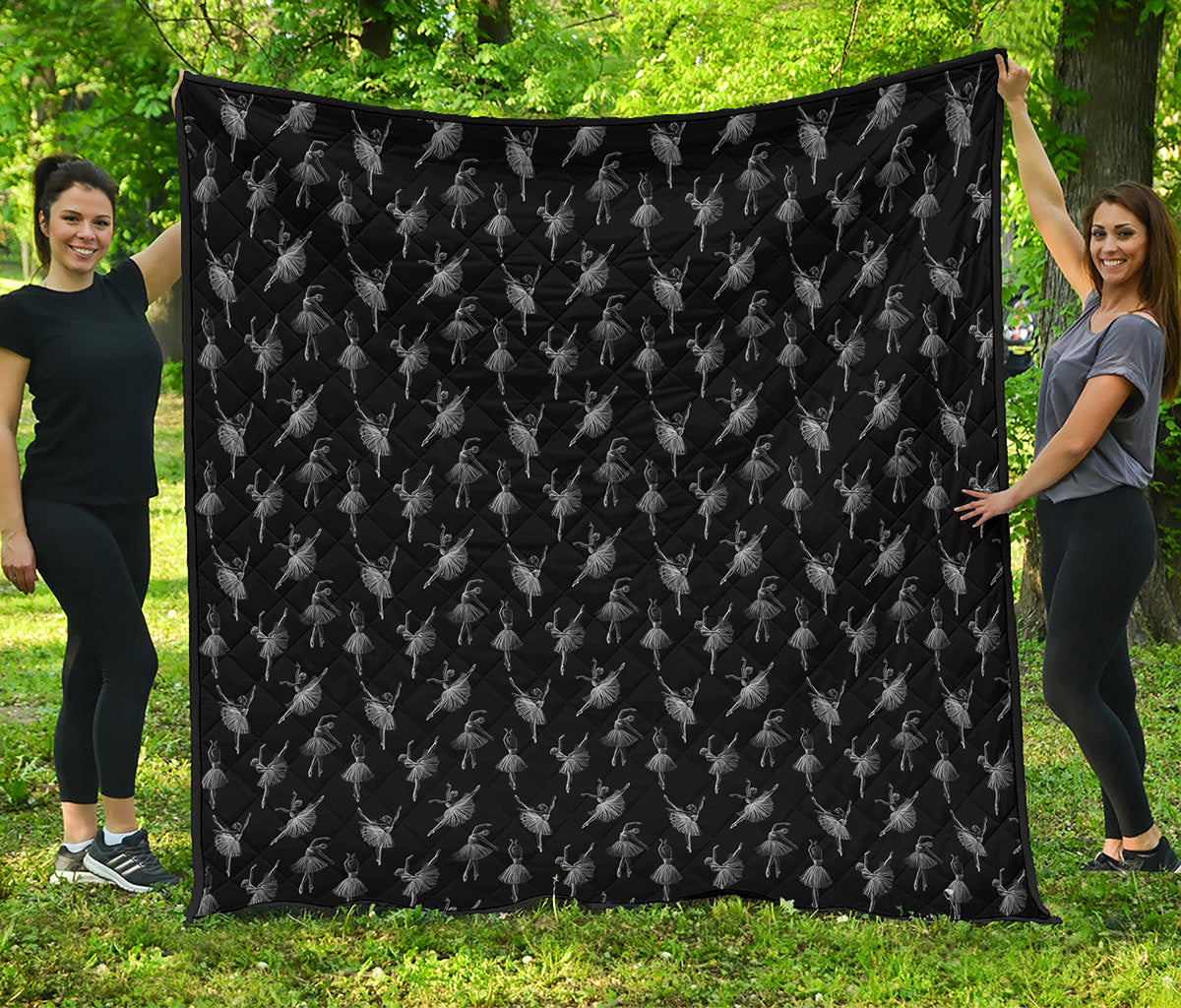 Black And White Ballet Pattern Print Quilt