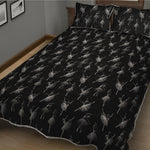 Black And White Ballet Pattern Print Quilt Bed Set