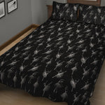 Black And White Ballet Pattern Print Quilt Bed Set