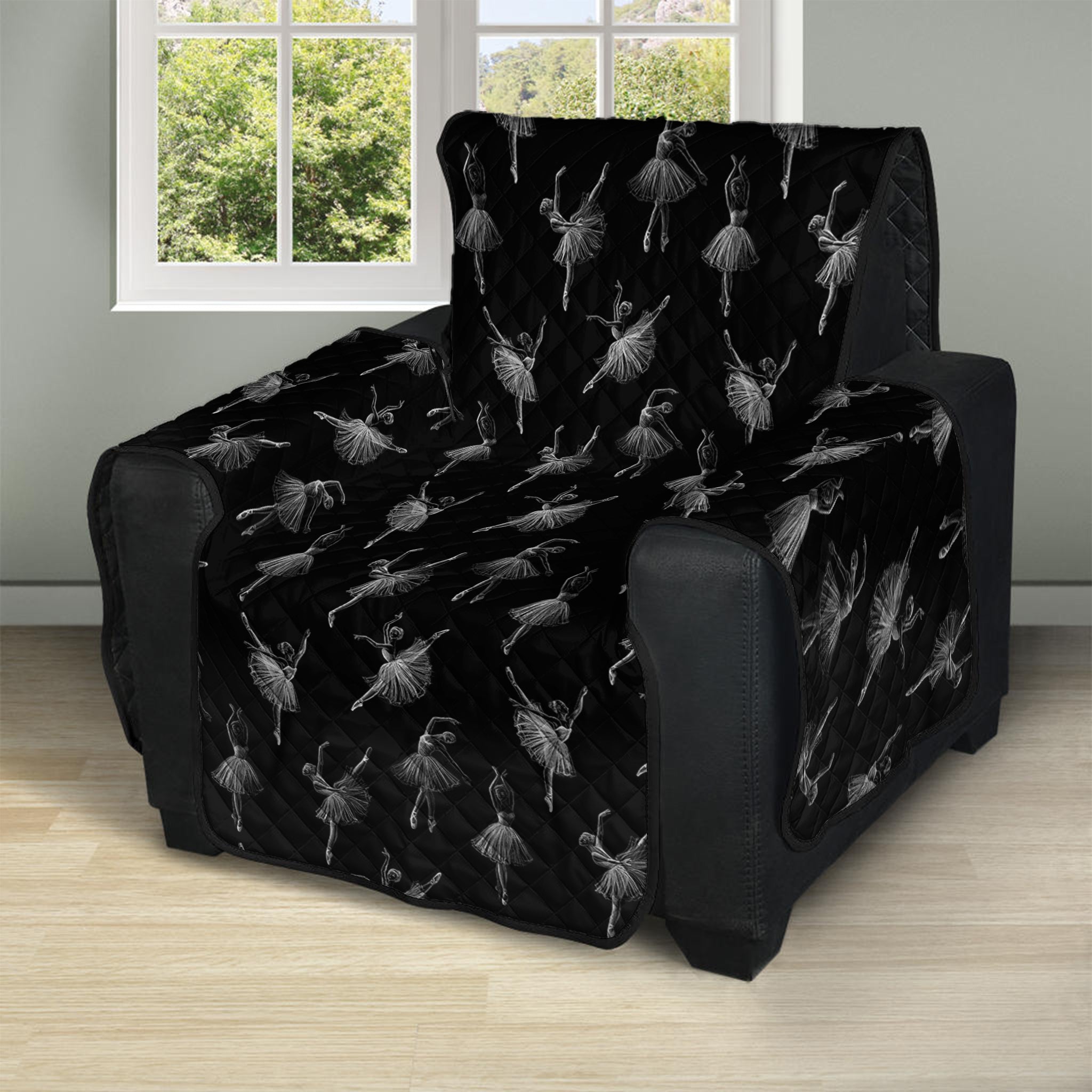 Black And White Ballet Pattern Print Recliner Protector