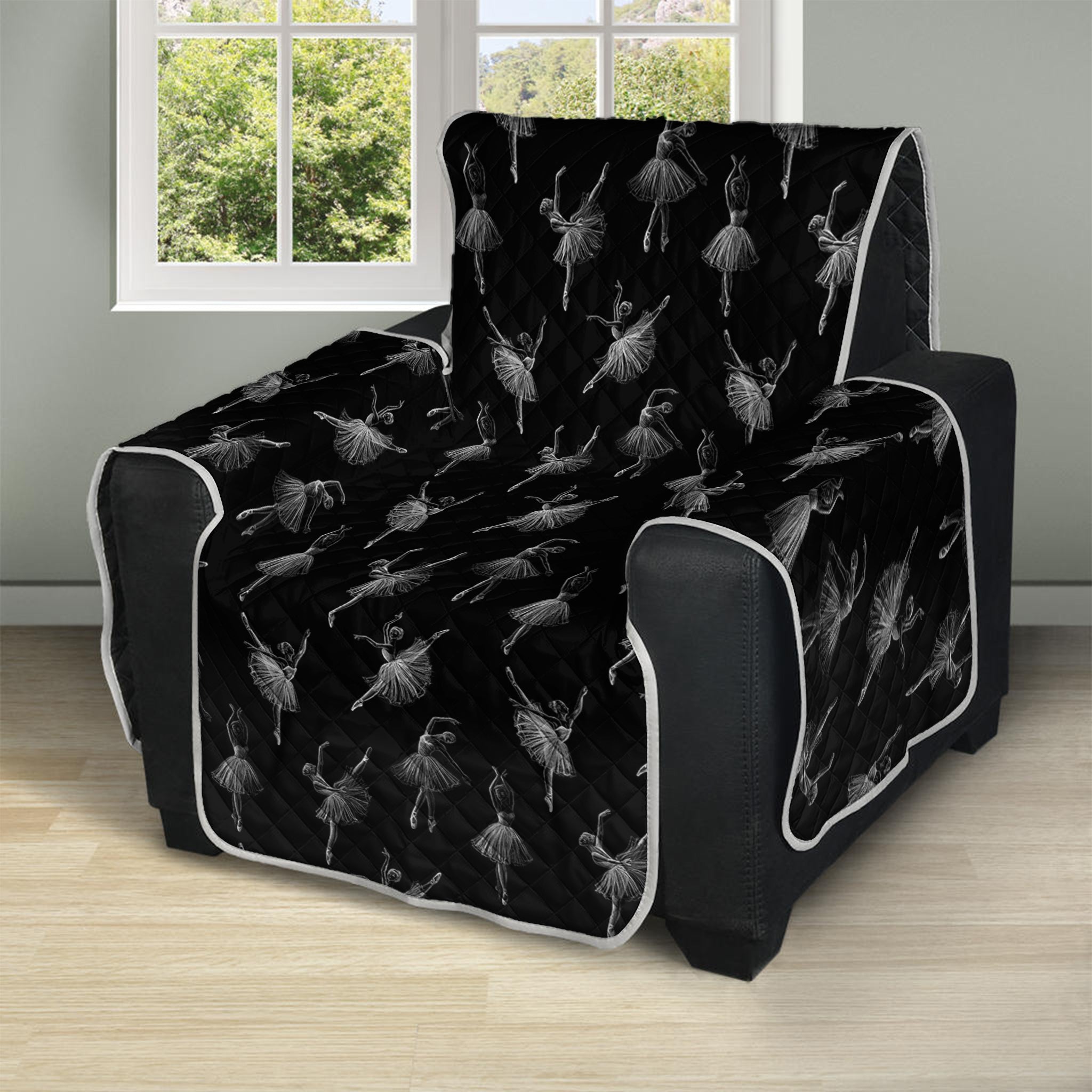 Black And White Ballet Pattern Print Recliner Protector