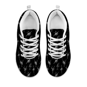 Black And White Ballet Pattern Print White Sneakers