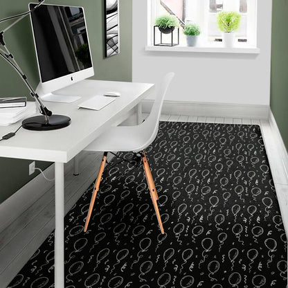 Black And White Balloon Pattern Print Area Rug