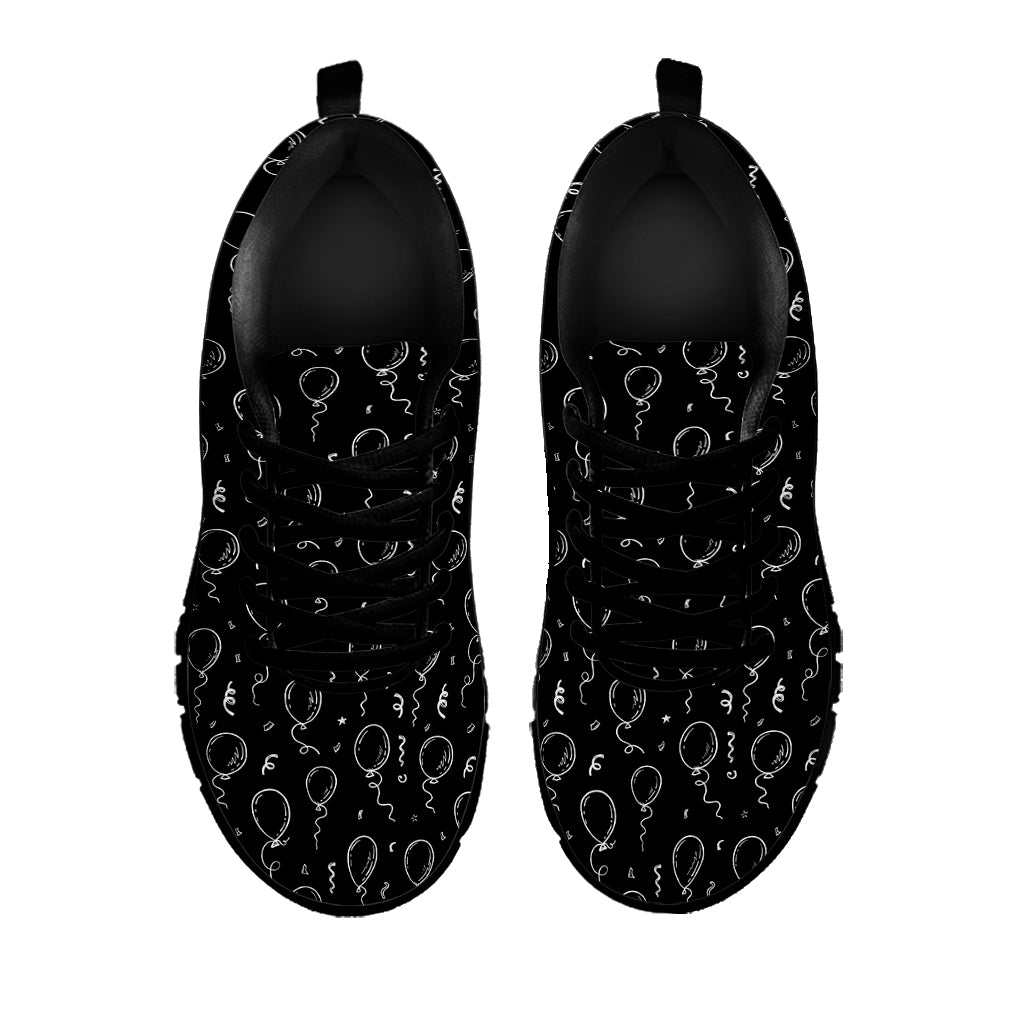 Black And White Balloon Pattern Print Black Sneakers