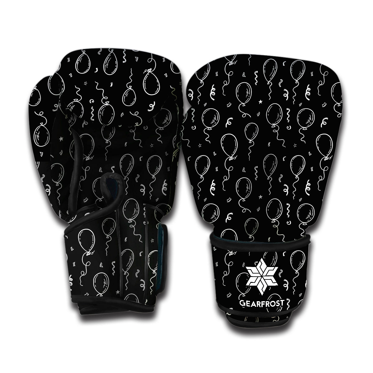 Black And White Balloon Pattern Print Boxing Gloves