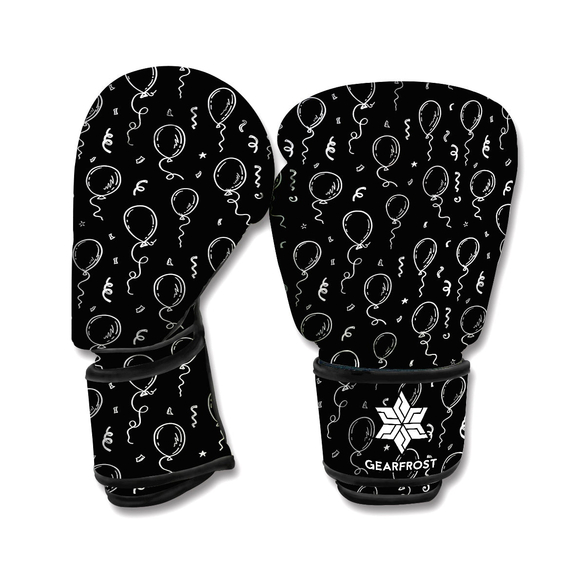 Black And White Balloon Pattern Print Boxing Gloves