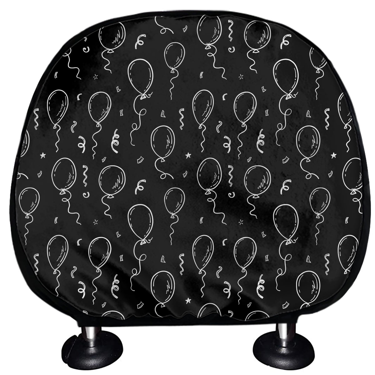 Black And White Balloon Pattern Print Car Headrest Covers