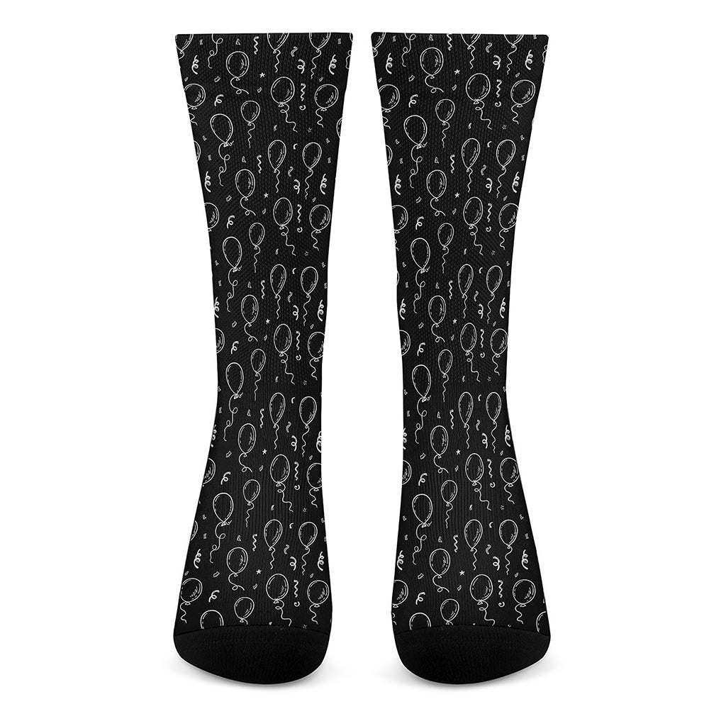 Black And White Balloon Pattern Print Crew Socks