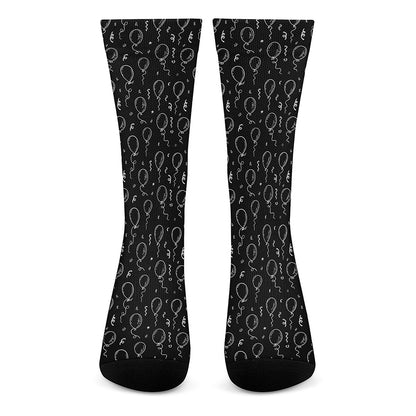 Black And White Balloon Pattern Print Crew Socks
