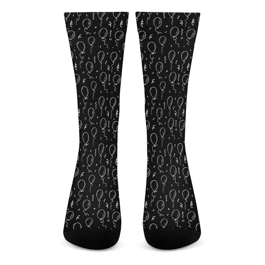 Black And White Balloon Pattern Print Crew Socks