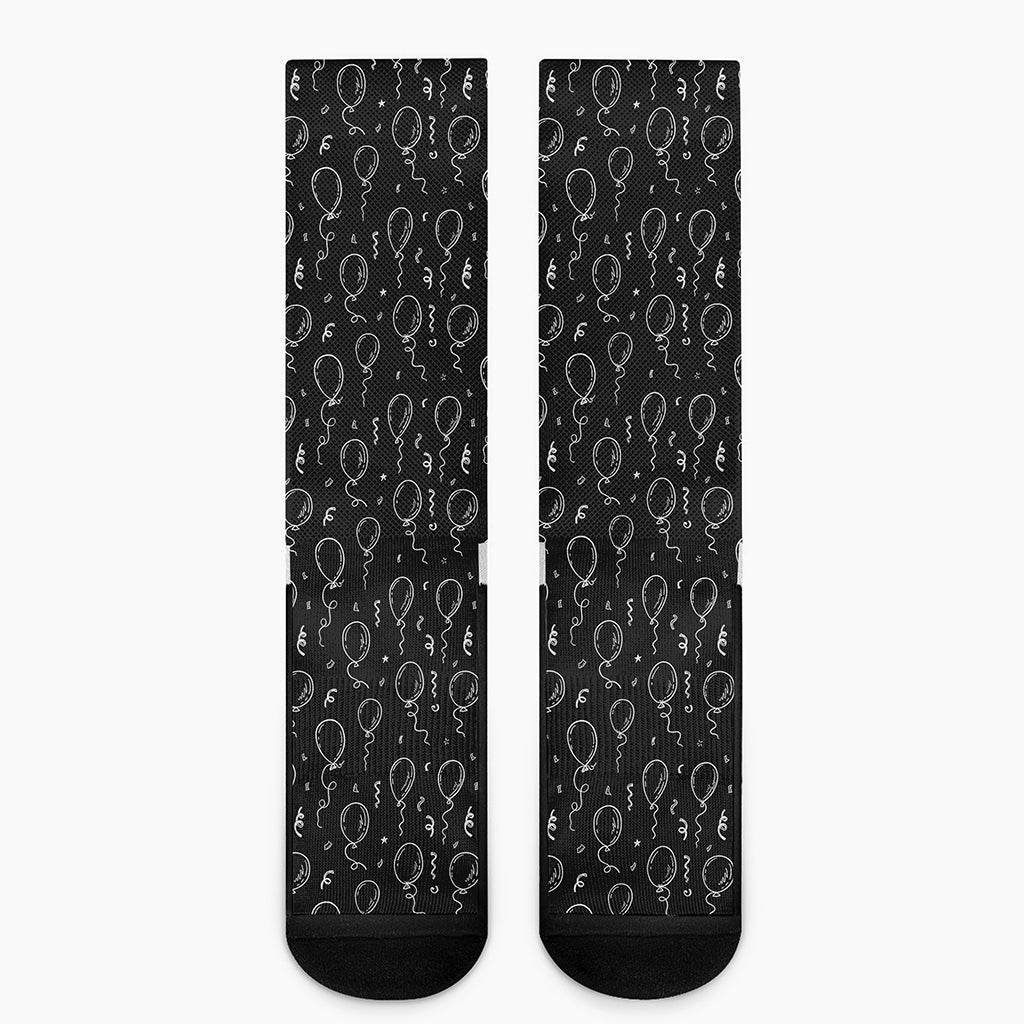 Black And White Balloon Pattern Print Crew Socks