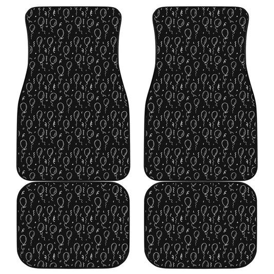 Black And White Balloon Pattern Print Front and Back Car Floor Mats
