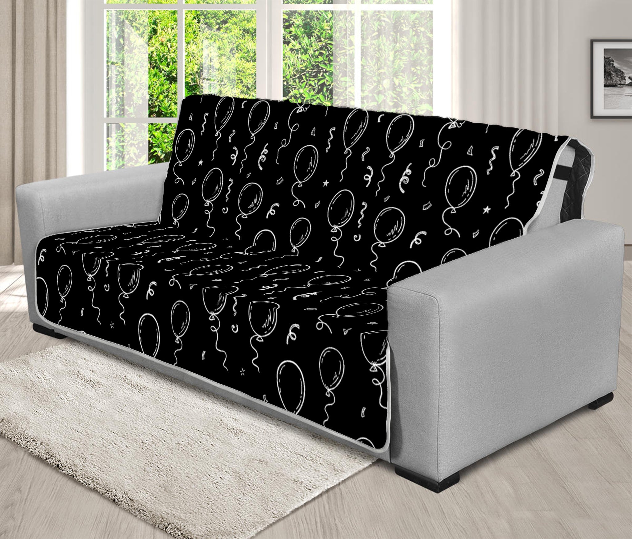 Black And White Balloon Pattern Print Futon Protector