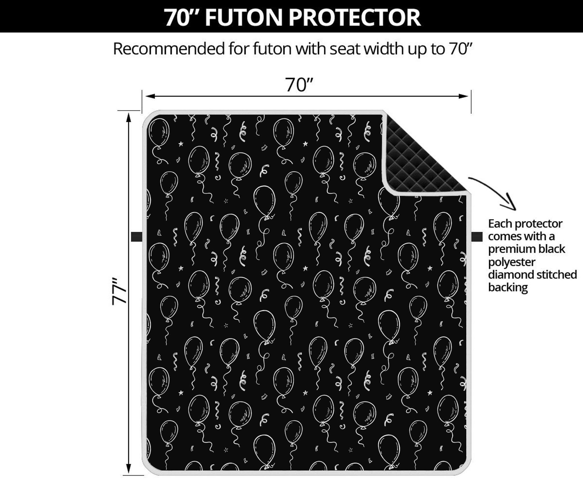 Black And White Balloon Pattern Print Futon Protector