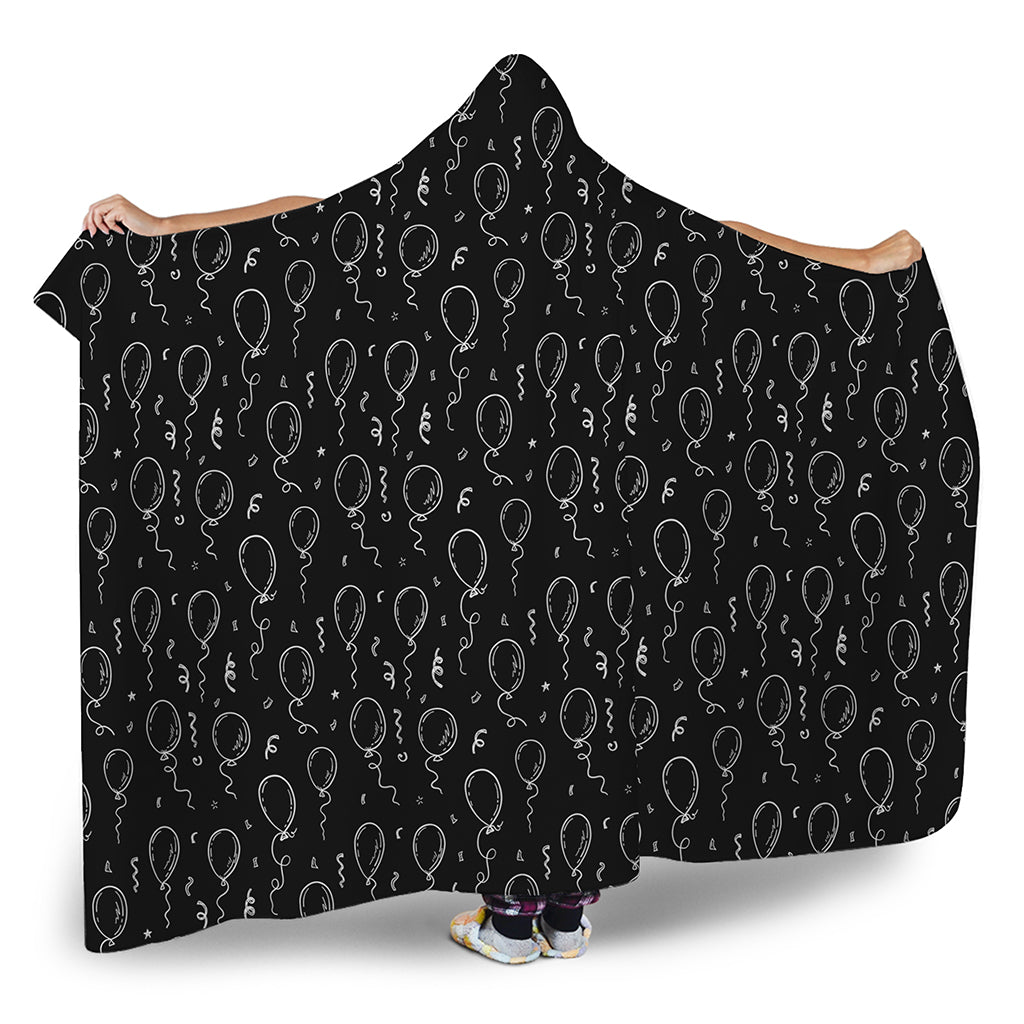 Black And White Balloon Pattern Print Hooded Blanket