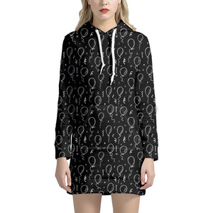 Black And White Balloon Pattern Print Hoodie Dress