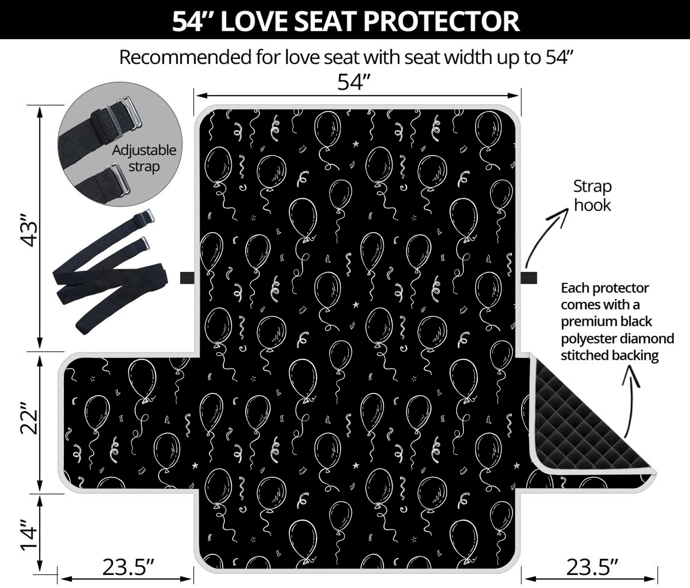 Black And White Balloon Pattern Print Loveseat Protector