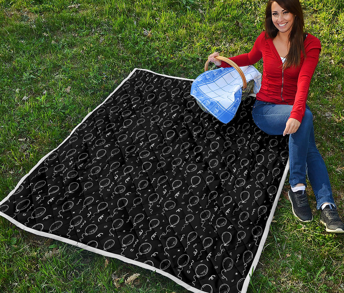 Black And White Balloon Pattern Print Quilt