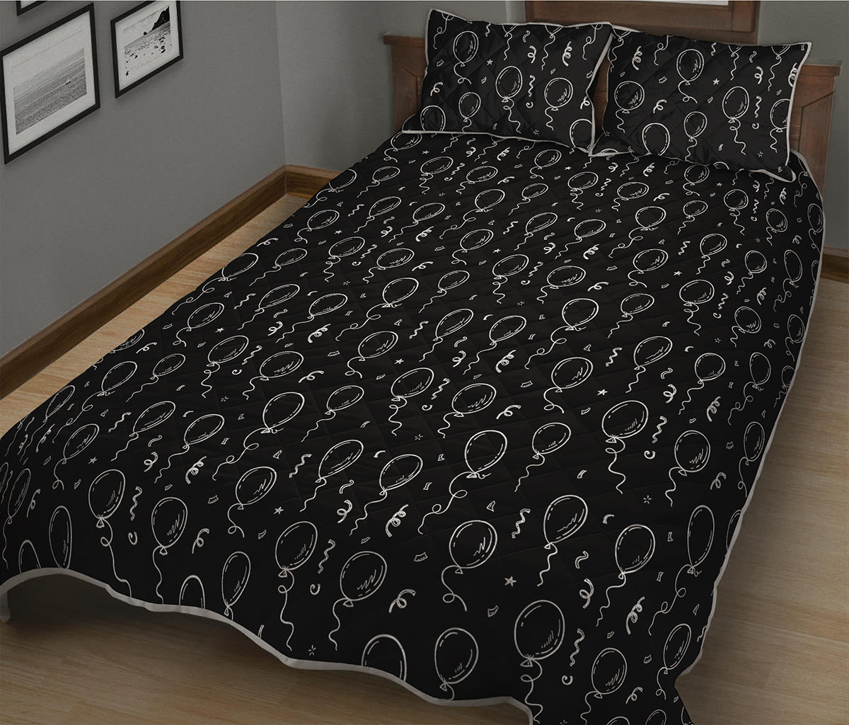 Black And White Balloon Pattern Print Quilt Bed Set
