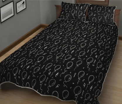 Black And White Balloon Pattern Print Quilt Bed Set