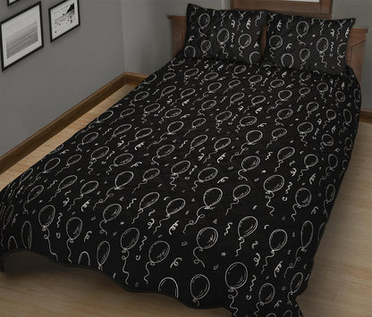 Black And White Balloon Pattern Print Quilt Bed Set