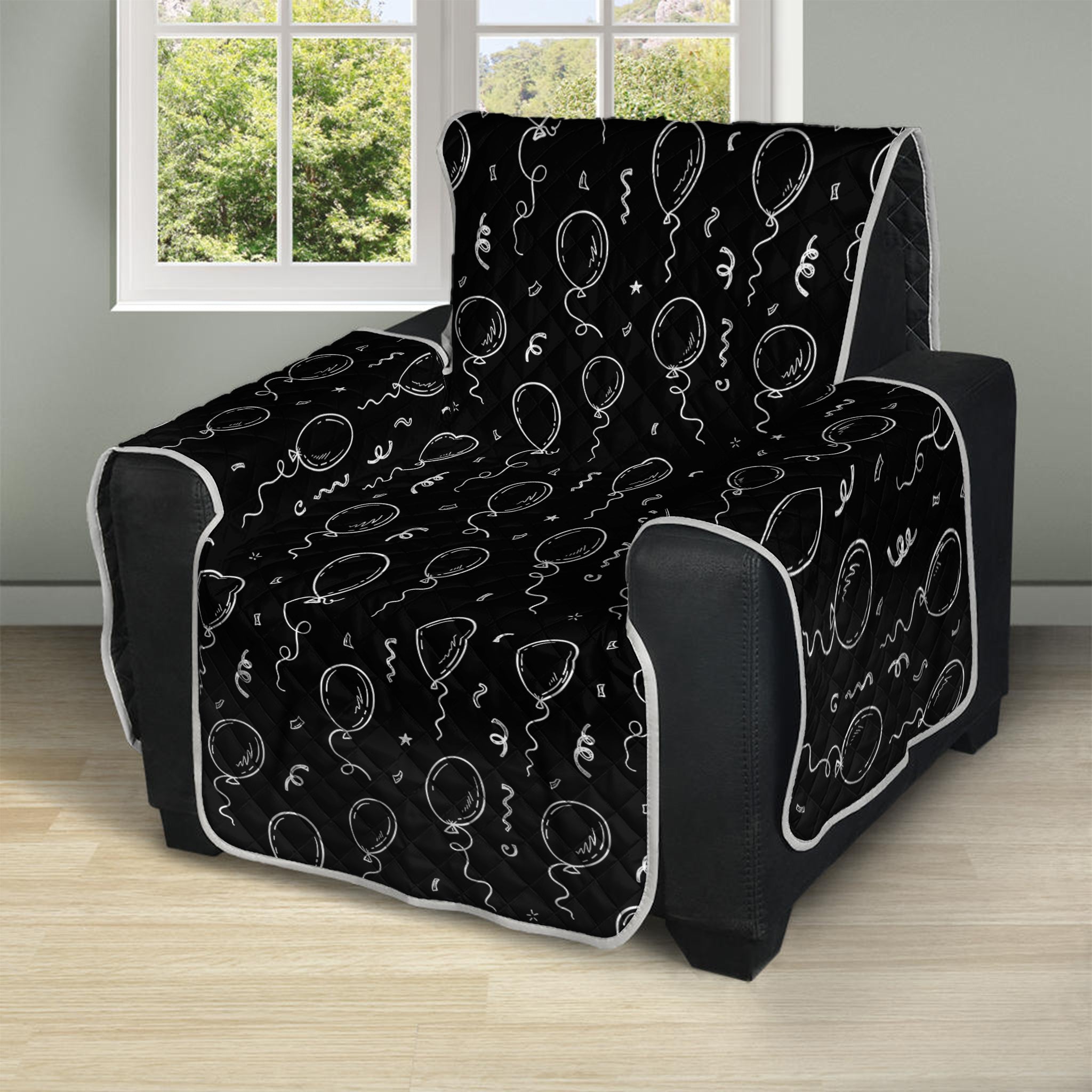 Black And White Balloon Pattern Print Recliner Protector