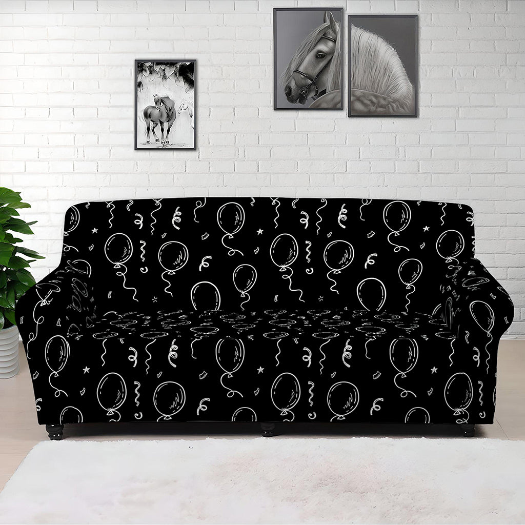 Black And White Balloon Pattern Print Sofa Cover