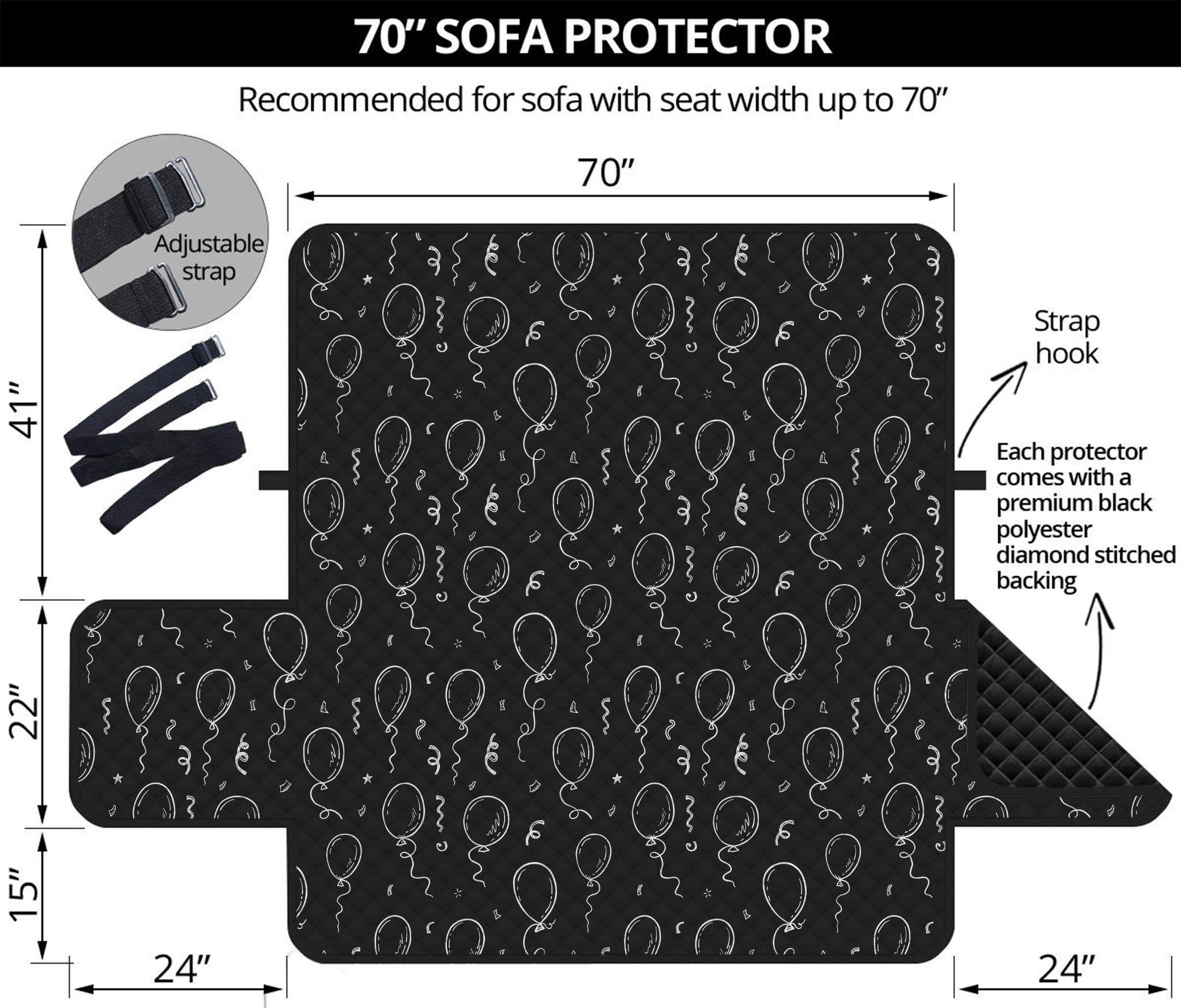 Black And White Balloon Pattern Print Sofa Protector