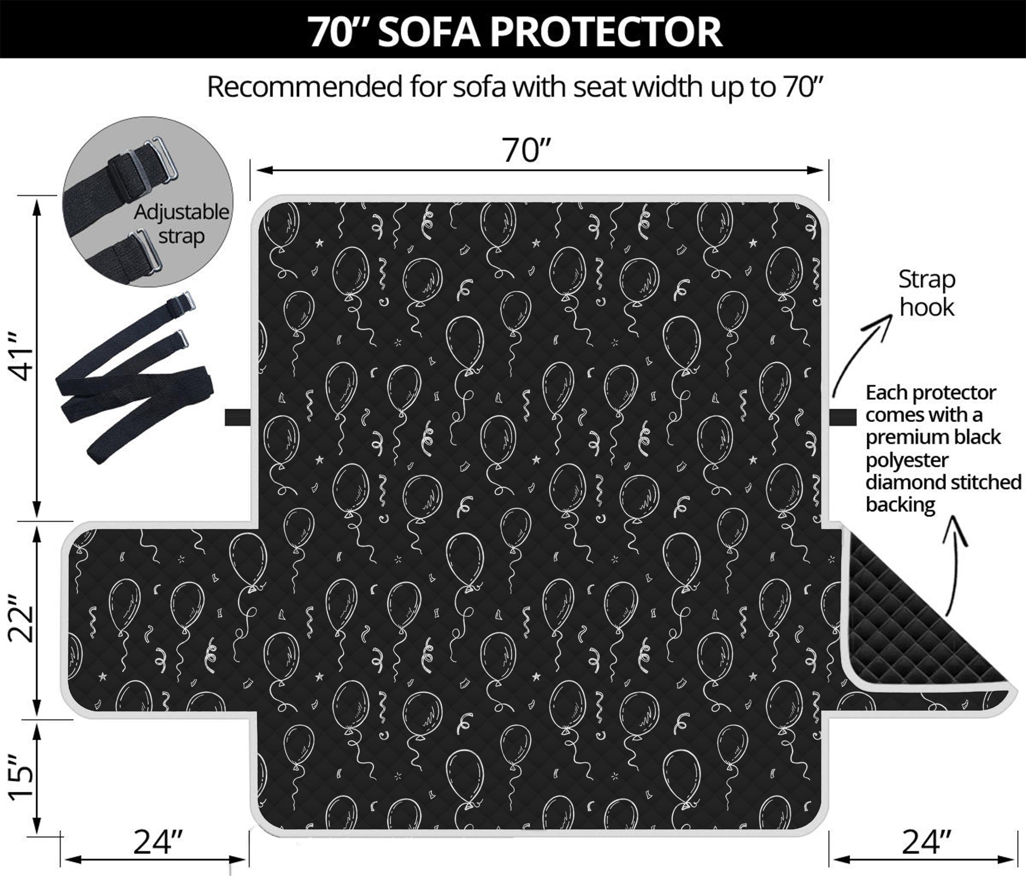 Black And White Balloon Pattern Print Sofa Protector