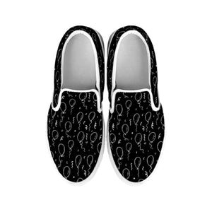 Black And White Balloon Pattern Print White Slip On Shoes