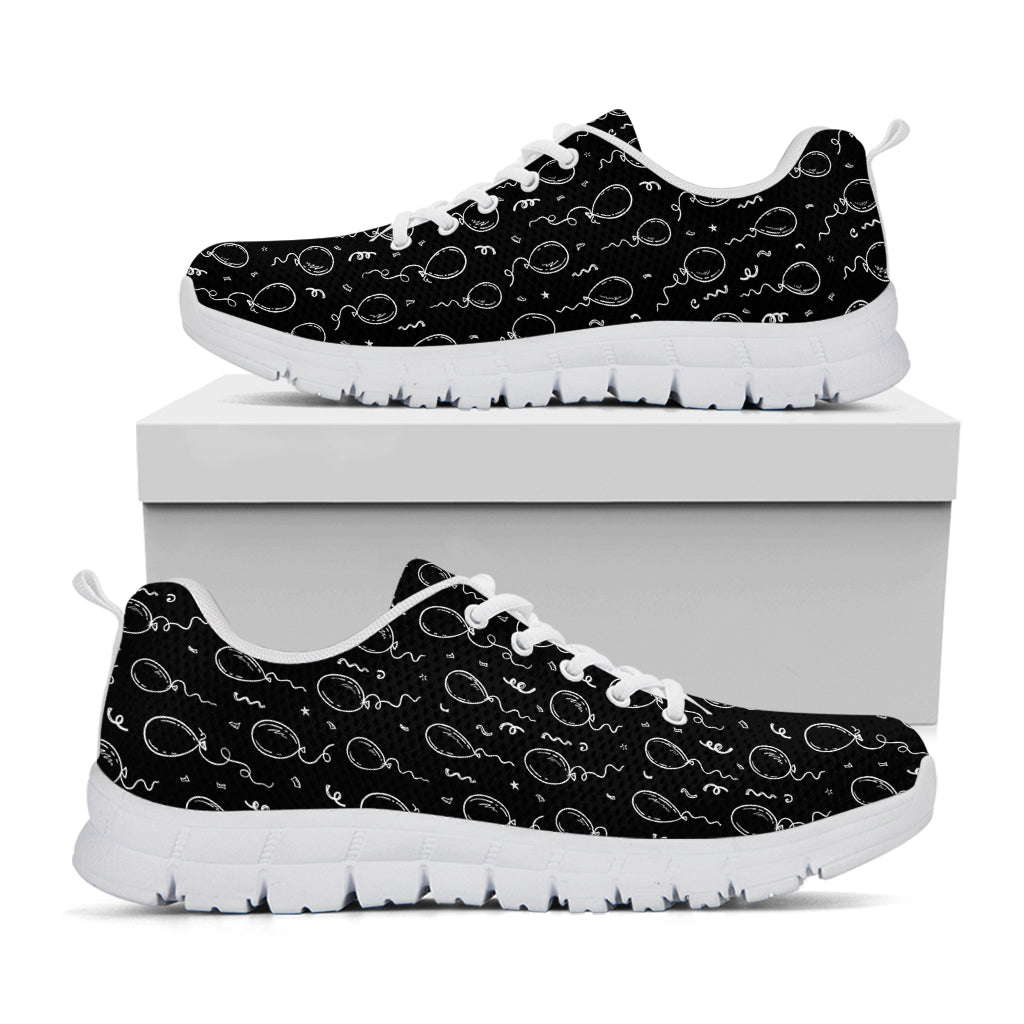 Black And White Balloon Pattern Print White Sneakers