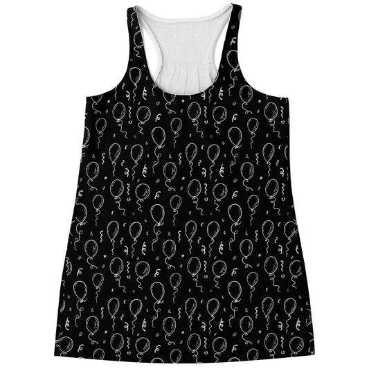 Black And White Balloon Pattern Print Women's Racerback Tank Top