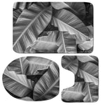 Black And White Banana Leaf Print 3 Piece Bath Mat Set