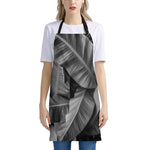 Black And White Banana Leaf Print Apron