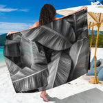 Black And White Banana Leaf Print Beach Sarong Wrap