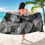 Black And White Banana Leaf Print Beach Sarong Wrap