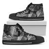 Black And White Banana Leaf Print Black High Top Shoes