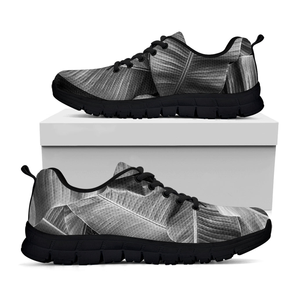 Black And White Banana Leaf Print Black Sneakers