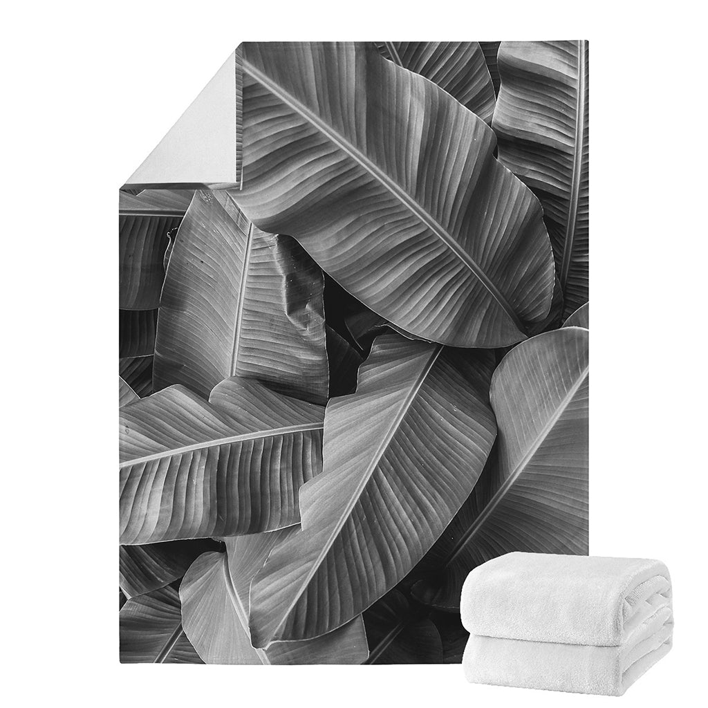 Black And White Banana Leaf Print Blanket