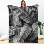 Black And White Banana Leaf Print Blanket