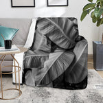 Black And White Banana Leaf Print Blanket