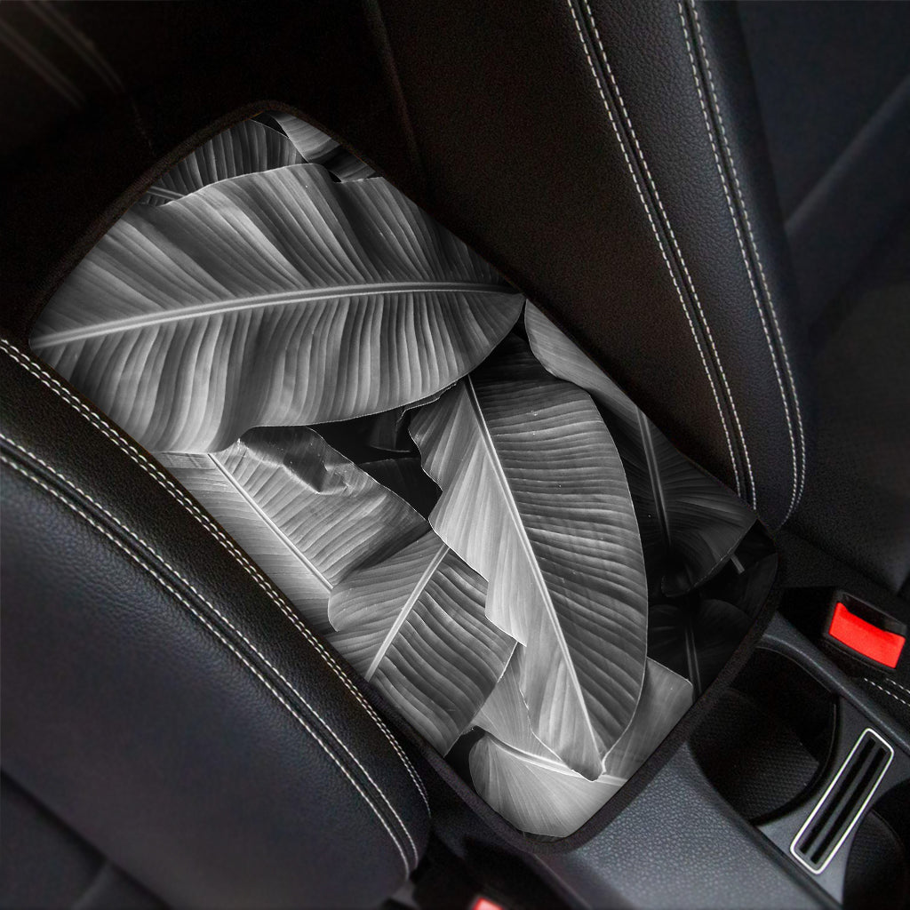 Black And White Banana Leaf Print Car Center Console Cover