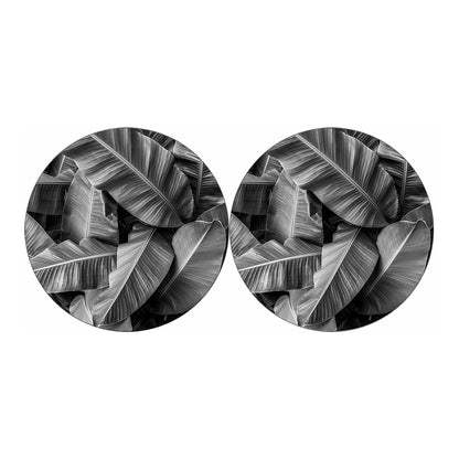 Black And White Banana Leaf Print Car Coasters