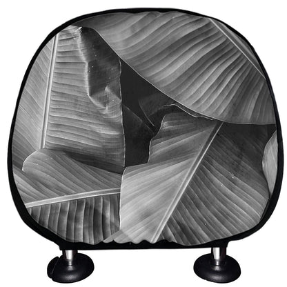 Black And White Banana Leaf Print Car Headrest Covers
