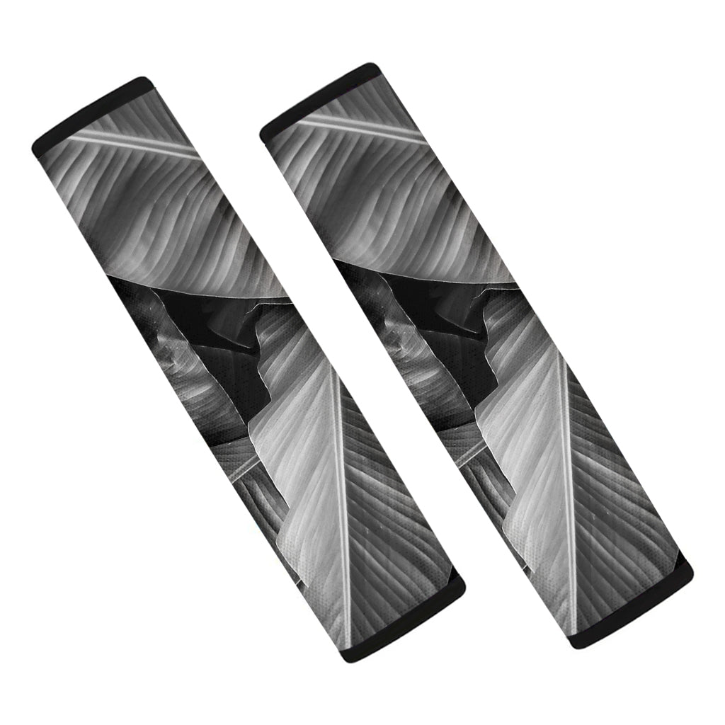 Black And White Banana Leaf Print Car Seat Belt Covers