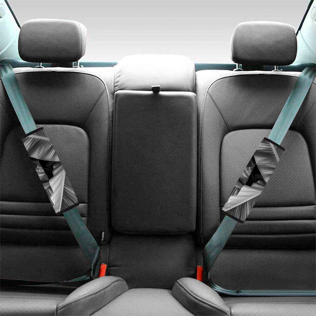 Black And White Banana Leaf Print Car Seat Belt Covers